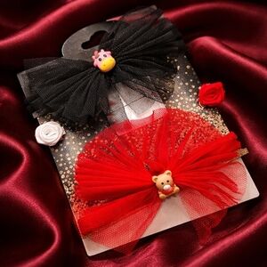 Nwt 2 headbands rose clips handmade hair girls baby toddler